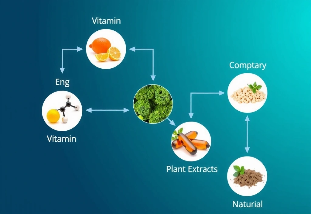 Gráfico científico mostrando interacciones moleculares de suplementos