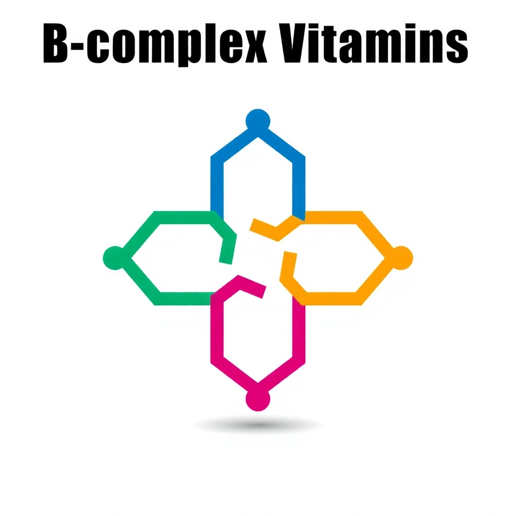 Varias formas abstractas que simbolizan un complejo de Vitaminasnaturalec B.